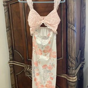 Elegant Pink Floral Lace dress